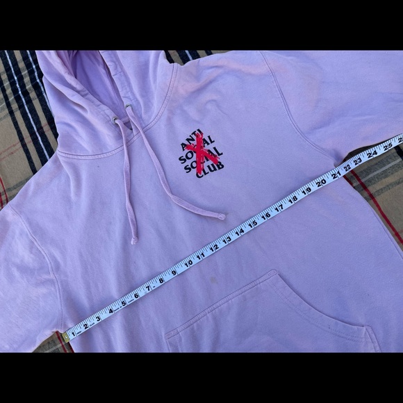 Anti Social Social Club Cancelled Hoodie Mens Sz Large Color Pink ASSC - Picture 4 of 12